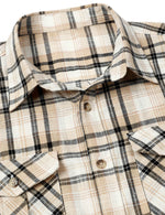 Hommes décontracté Khaki Lin Plaid Pocket Vintage Cowboy Check Manches Courtes Bouton Up Western Shirt