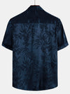 Hommes Jacquard Fleurs Bouton Up Poche Floral Été Cool À Manches Courtes Tops Plage Vacances Chemise