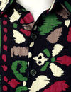 Chemise noire bohème à manches courtes d'été à imprimé floral tribal rétro pour hommes