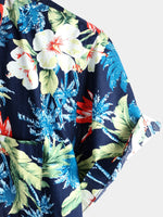 chemise d'homme en pur coton à imprimé style de vacances hawaïennes