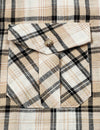Hommes décontracté Khaki Lin Plaid Pocket Vintage Cowboy Check Manches Courtes Bouton Up Western Shirt