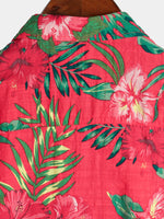 chemise d'homme en pur coton à imprimé style de vacances hawaïennes
