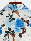 Chemise Hawaïenne Tropicale Homme Bleue En Coton Imprimé Floral