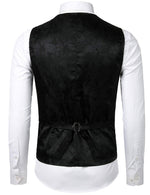 Gilet de costume à col en V simple boutonnage imprimé cachemire métallique pour homme / gilet de smoking