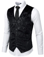 Gilet de costume à col en V simple boutonnage imprimé cachemire métallique pour homme / gilet de smoking