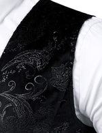 Gilet de costume à col en V simple boutonnage imprimé cachemire métallique pour homme / gilet de smoking