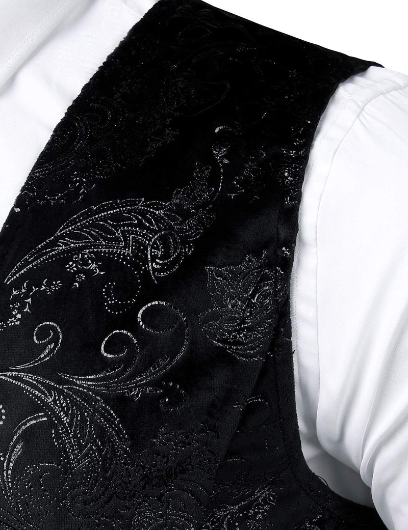 Gilet de costume à col en V simple boutonnage imprimé cachemire métallique pour homme / gilet de smoking