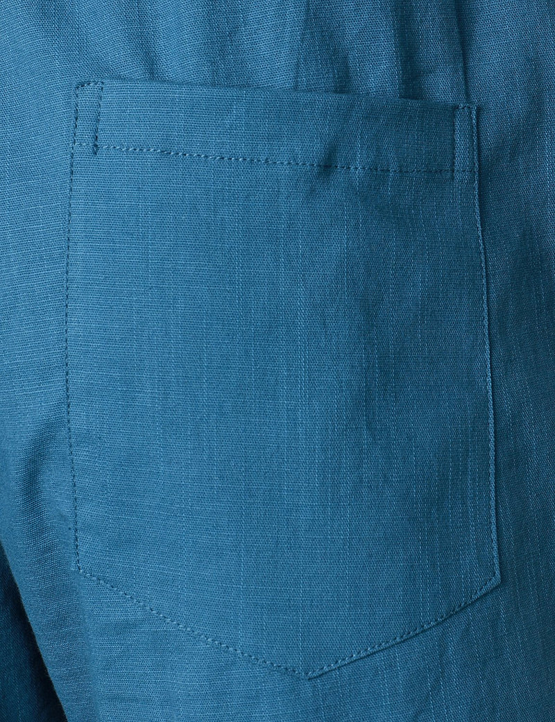 Short décontracté en lin et coton de couleur unie pour hommes
