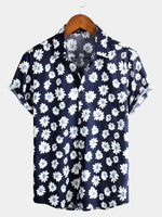 Chemise à fleurs hawaïenne à manches courtes en coton imprimé marguerite hawaïenne pour homme