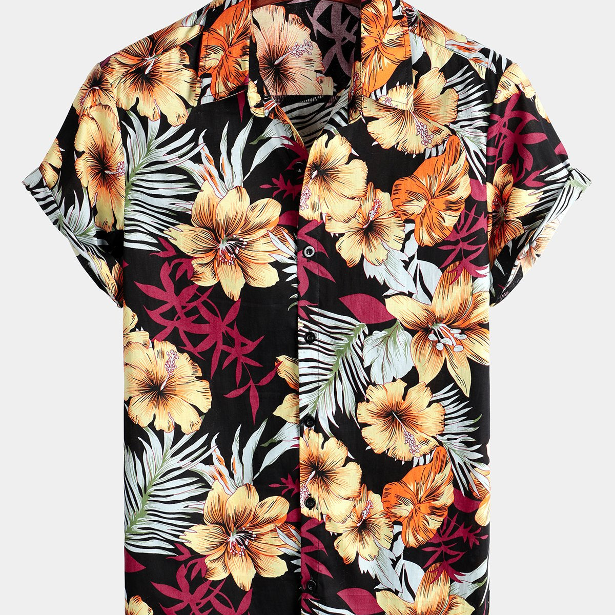 Chemise en coton hawaïen tropical à fleurs