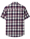 Hommes Lin Plaid Pocket Summer Cowboy Check Short Sleeve Button Up Western Shirt