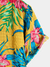 chemise d'homme en pur coton à imprimé style de vacances hawaïennes