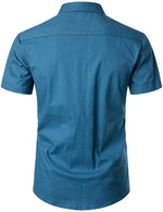 Chemises et shorts à manches courtes en coton et lin de couleur unie pour hommes