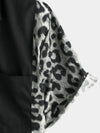 Homme Leopard Print Boling Casual Button Up Short Sleeve Hawaiian Summer Shirt