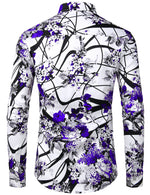 Chemise décontractée boutonnée à manches longues en coton à imprimé floral pour hommes