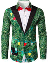 Lot de 4 |Chemise à manches longues coupe classique impression Noël