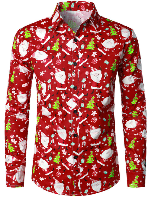 Lot de 3 |Chemise à manches longues coupe classique impression Noël