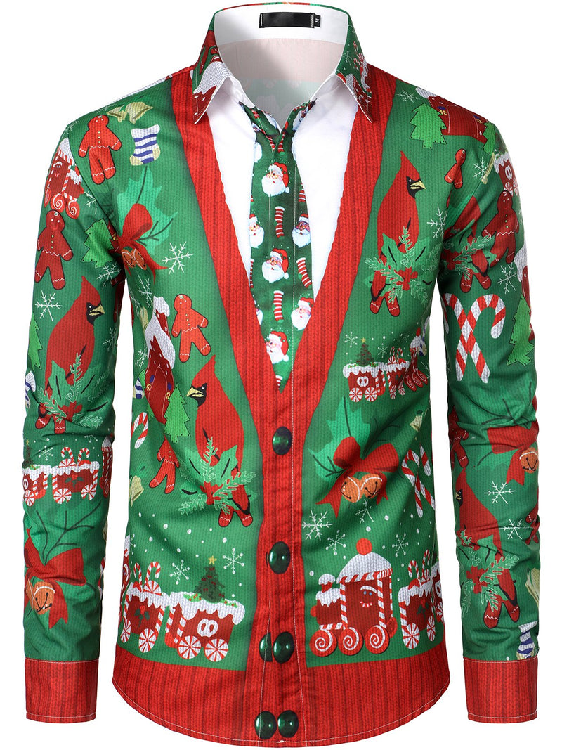 Lot de 2 |Chemise à manches longues coupe classique impression Noël