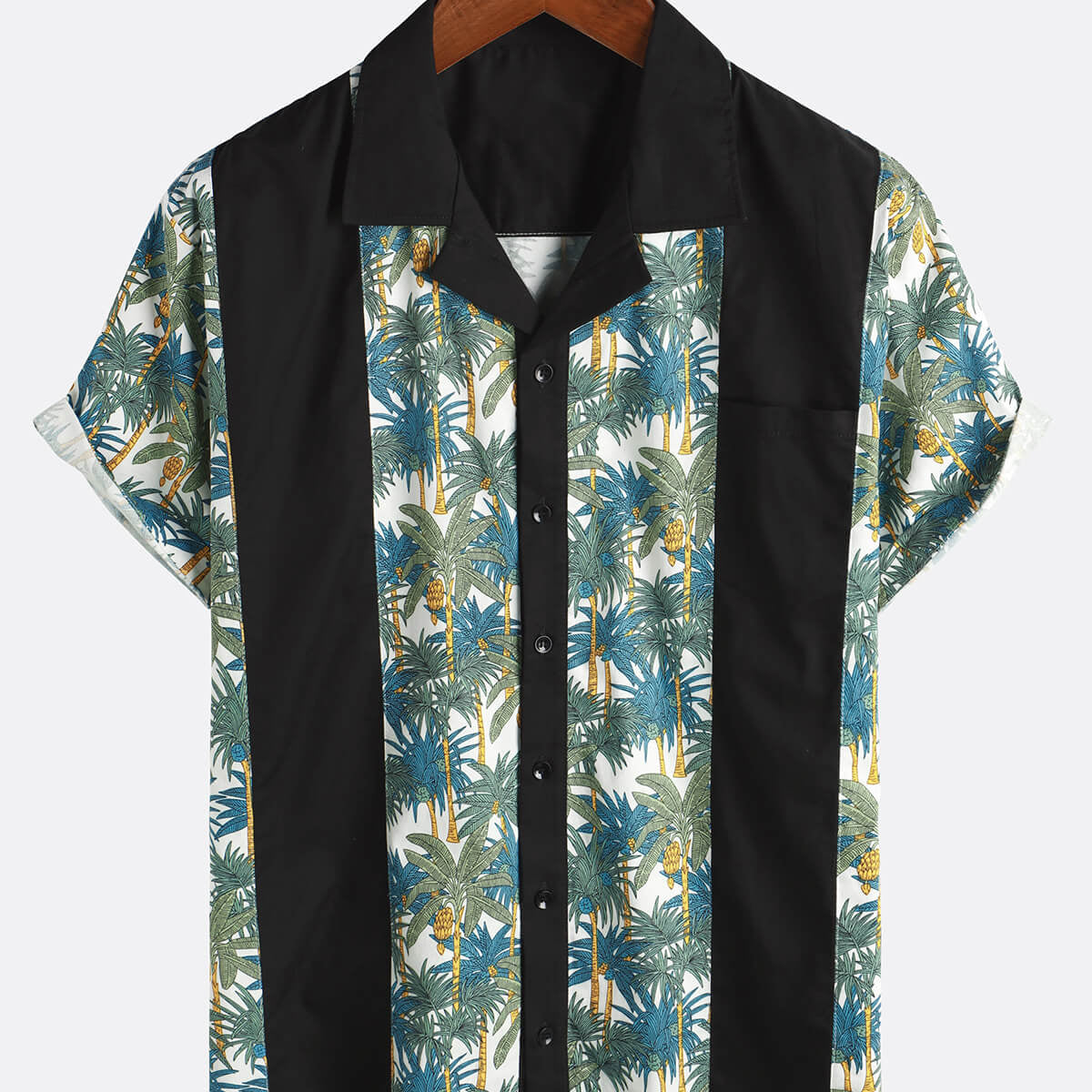 Hommes Tropical Palm Tree Print Boling Casual Button Up Short Sleeve Cute Hawaiian Summer Shirt