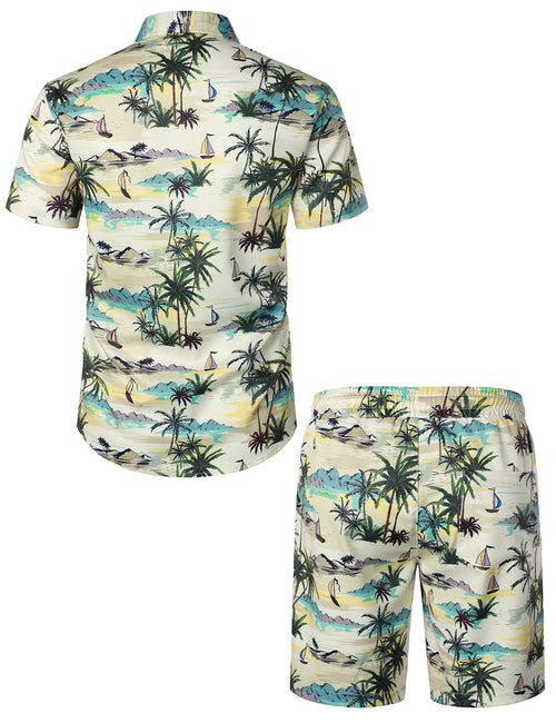 Ensemble chemise hawaïenne décontractée et short d'été pour hommes