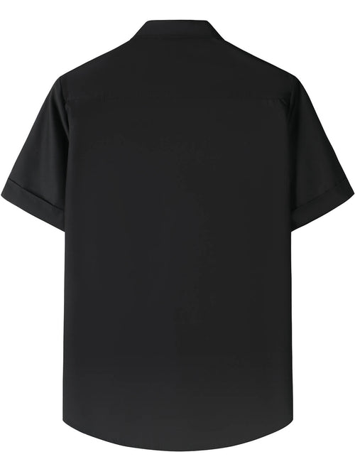 Chemise à manches courtes à carreaux noirs et blancs à carreaux Argyle des années 50 style rockabilly pour homme