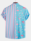 Chemise d'été à rayures avec poches et rayures flamants roses