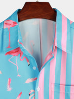 Chemise d'été à rayures avec poches et rayures flamants roses