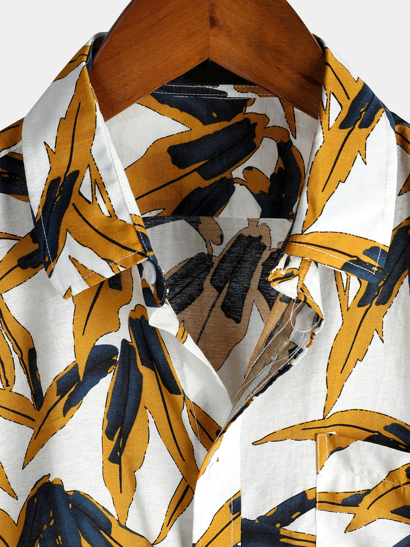 chemise d'homme en pur coton à imprimé style de vacances hawaïennes