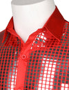 Chemise de ville pour hommes Paillettes rouges Chemises boutonnées Costume de soirée disco