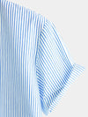 Chemises rayées à manches courtes en coton respirant pour hommes