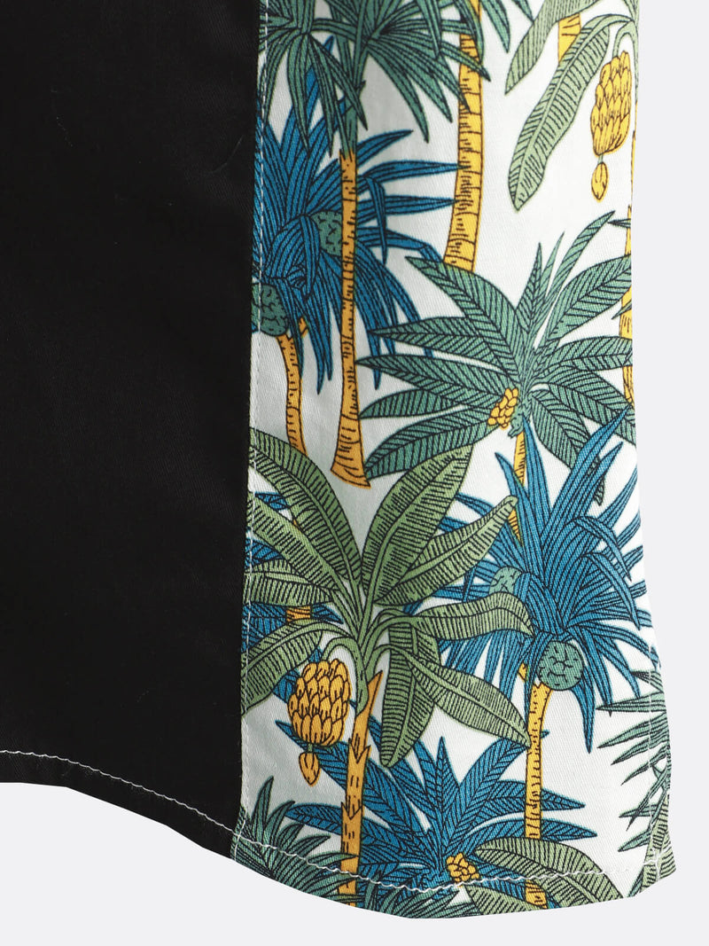 Hommes Tropical Palm Tree Print Boling Casual Button Up Short Sleeve Cute Hawaiian Summer Shirt