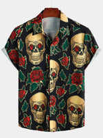 Lot de 3 | Chemises boutonnées à manches courtes Skull & Flowers pour hommes