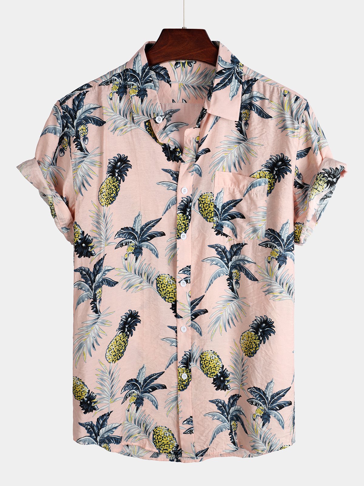 chemise d'homme en pur coton à imprimé style de vacances hawaïennes