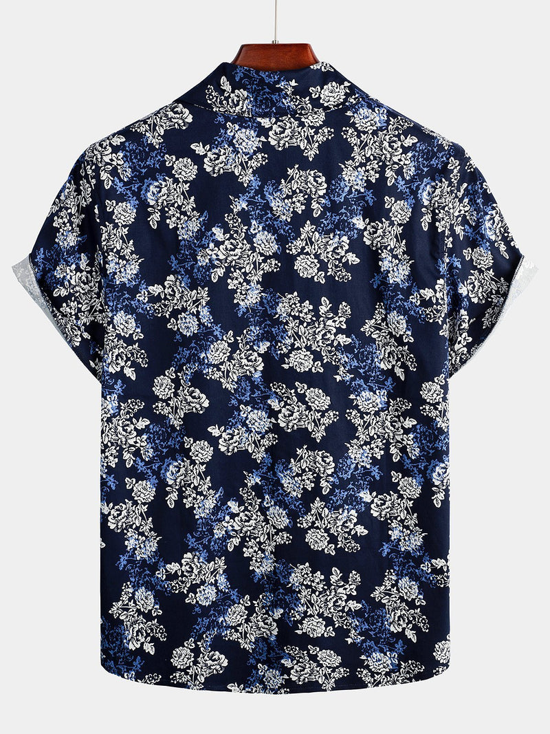 Chemise hawaïenne tropicale en coton à fleurs pour homme