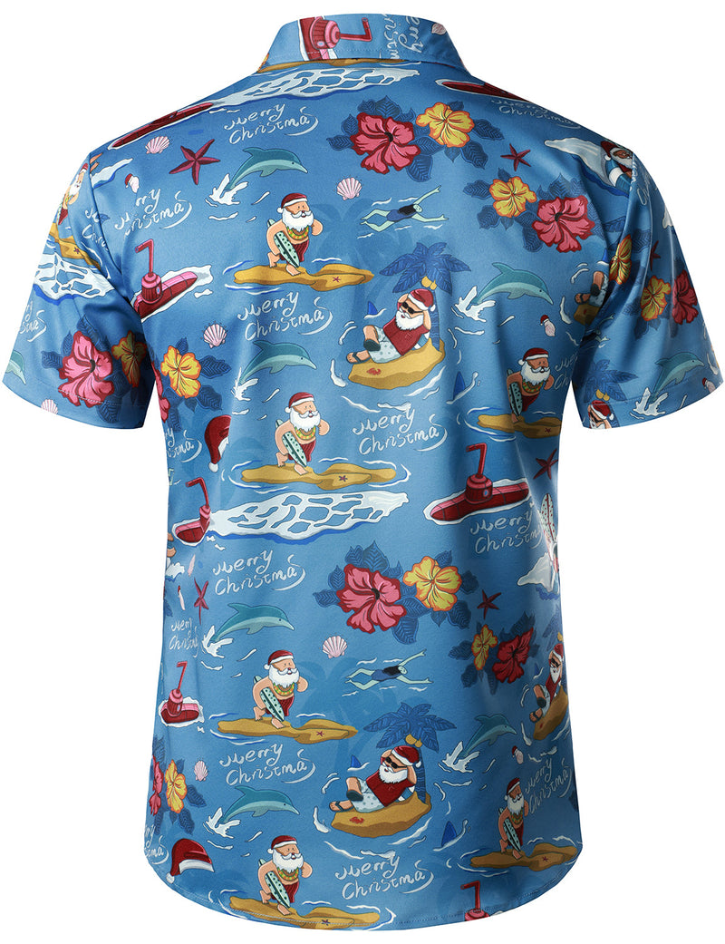 Chemise à manches courtes à fleurs Ugly Christmas Beach pour hommes