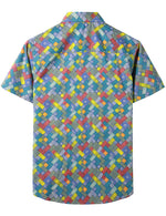 Chemise décontractée à manches courtes en coton à imprimé tribal rétro pour hommes