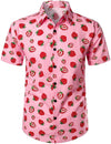 Ensemble chemise et short hawaïen en coton à imprimé fraises pour homme