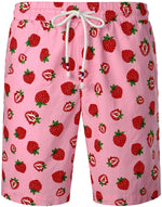 Ensemble chemise et short hawaïen en coton à imprimé fraises pour homme