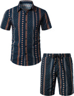 Chemises et shorts hawaïens boutonnés décontractés pour hommes