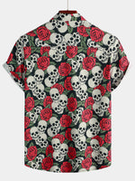 Chemise à manches courtes à imprimé crâne drôle pour hommes