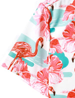 Chemise de plage de vacances à manches courtes Aloha Floral Flamingo Hawaiian Animal Pink Striped Flowers pour hommes