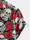 Chemise à manches courtes à imprimé crâne drôle pour hommes
