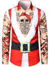 Impression de Noël pour hommes Drôle de nouveauté Cool Crâne Moche Regular Fit Chemise à manches longues