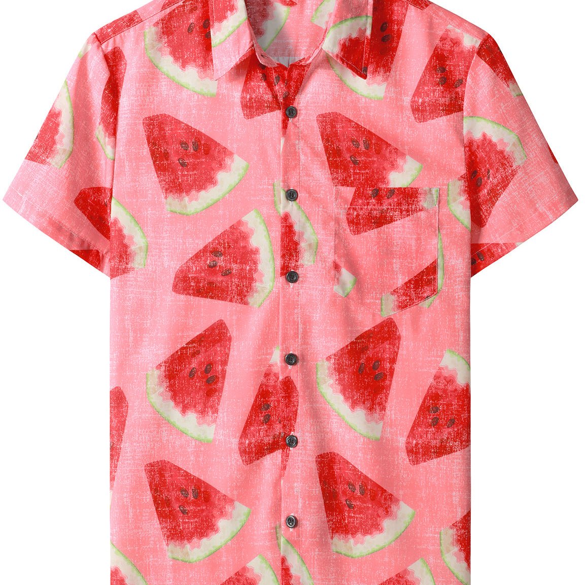 Chemise hawaïenne à manches courtes Aloha pour homme avec poche rose et fruits tropicaux