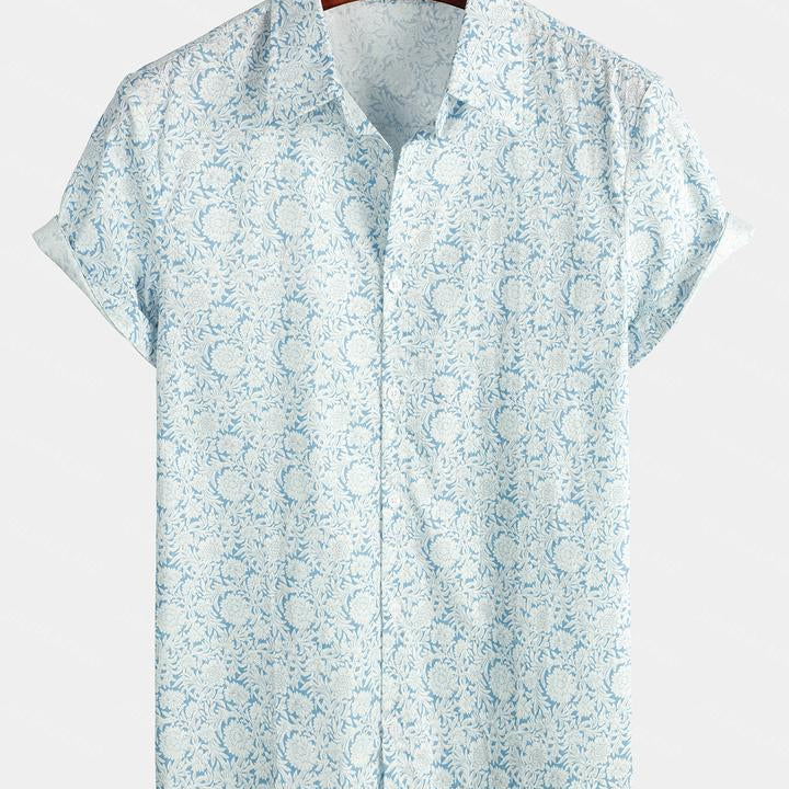 Chemise en coton à imprimé floral pour homme