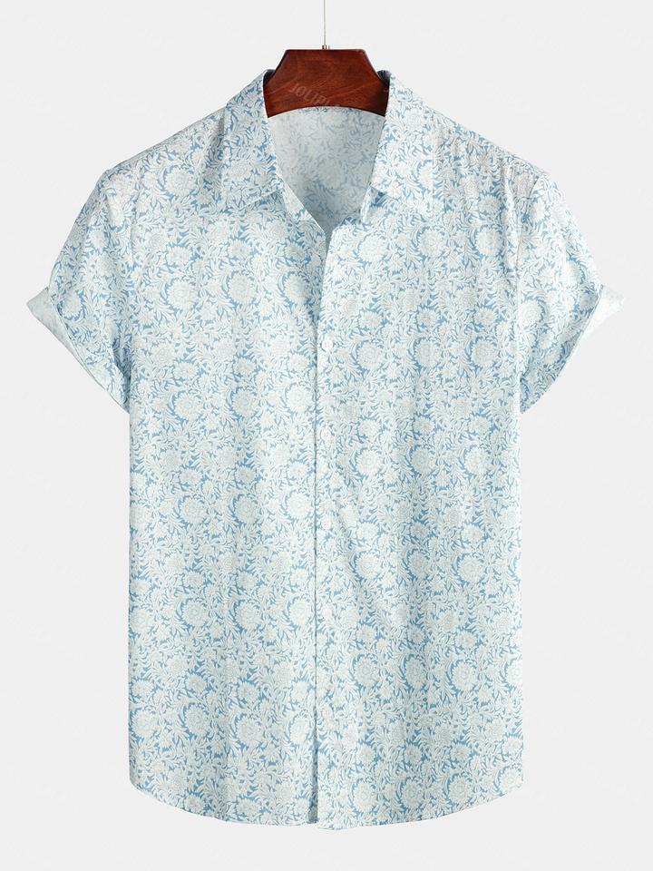 Chemise en coton à imprimé floral pour homme