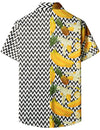 Homme banane ananas noir et blanc vague imprimé poche vacances fruits tropicaux à manches courtes été vacances plage chemise