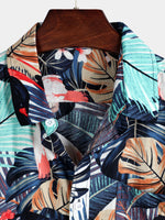 chemise d'homme en pur coton à imprimé style de vacances hawaïennes