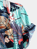 chemise d'homme en pur coton à imprimé style de vacances hawaïennes