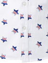 Chemise à manches longues boutonnée blanche à imprimé étoiles et drapeaux pour hommes